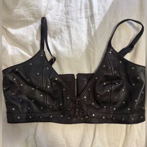 Nasty Gal Black leather bra with studs large US10 C/D cup